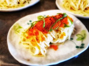 Angel Hair pasta with mentaiko (prawn roe)